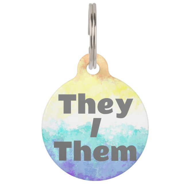 Customisable Pronoun Boho Genderfaun Pride Flag Pet Tag (Front)