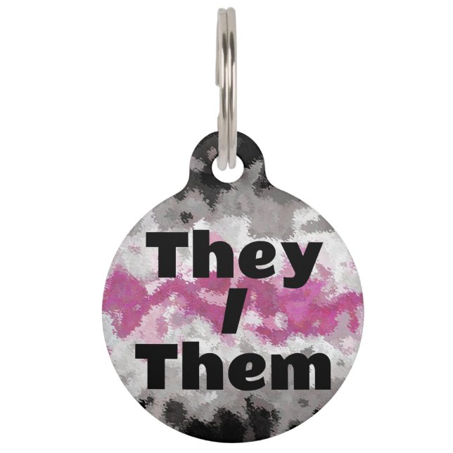 Customisable Pronoun Boho Librafeminine Pride Flag Pet Tag (Front)