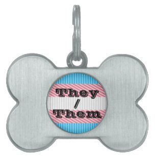 Customisable Pronoun Boho Stripe Transgender Pride Pet ID Tag