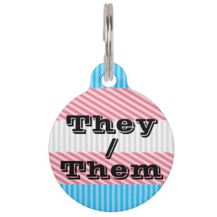 Customisable Pronoun Boho Stripe Transgender Pride Pet Tag