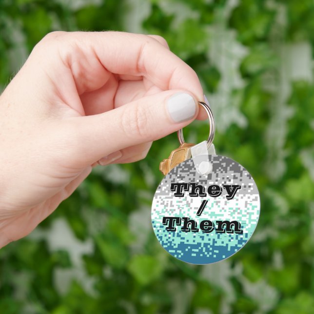 Customisable Pronoun Frayromantic Pride Flag Key Ring (Hand)