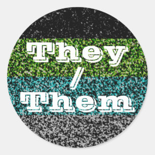 Customisable Pronoun Funky Quoiromantic Pride Flag Classic Round Sticker