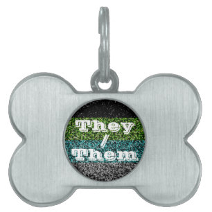 Customisable Pronoun Funky Quoiromantic Pride Flag Pet ID Tag