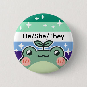 Customisable Pronoun Gay MLM Pride Flag Frog 6 Cm Round Badge