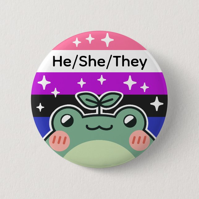 Customisable Pronoun Genderfluid Pride Flag Frog 6 Cm Round Badge (Front)