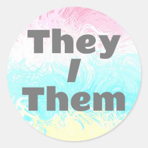Customisable Pronoun Genderflux  Pride Flag  Classic Round Sticker