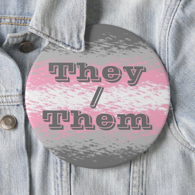 Customisable Pronoun Grungy Demigirl Pride Flag 6 Cm Round Badge (In Situ)