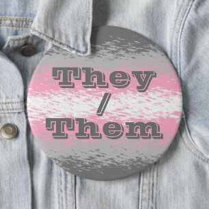 Customisable Pronoun Grungy Demigirl Pride Flag 6 Cm Round Badge