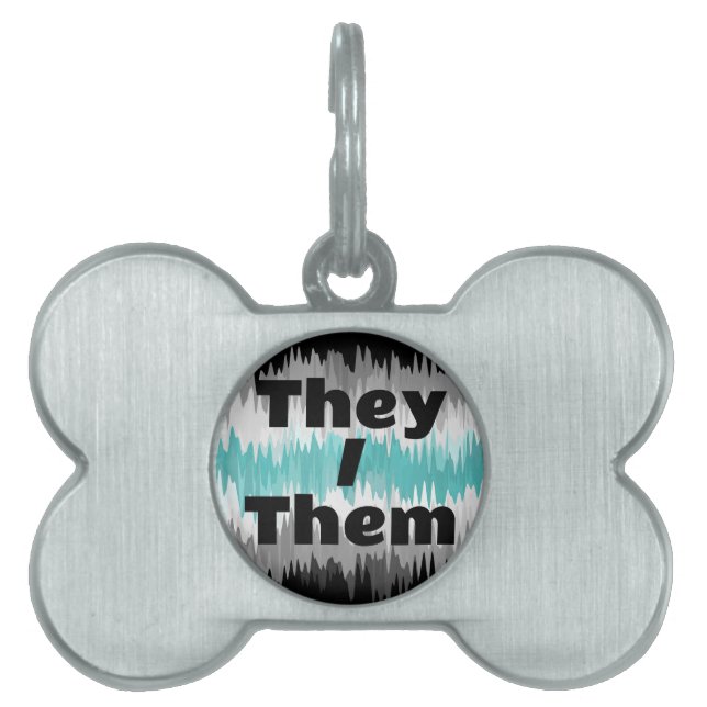 Customisable Pronoun Libramasculine Pride Flag Pet ID Tag (Front)