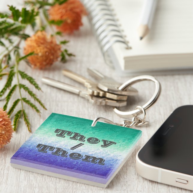 Customisable Pronoun MLM Men Loving Men Pride Flag Key Ring (Front Right)