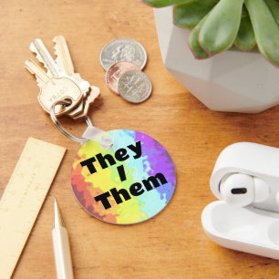 Customisable Pronoun Neurogender Pride Flag Key Ring