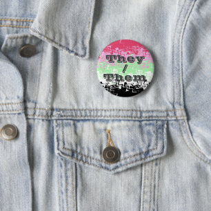 Customisable Pronoun Recipromantic Pride Flag 6 Cm Round Badge