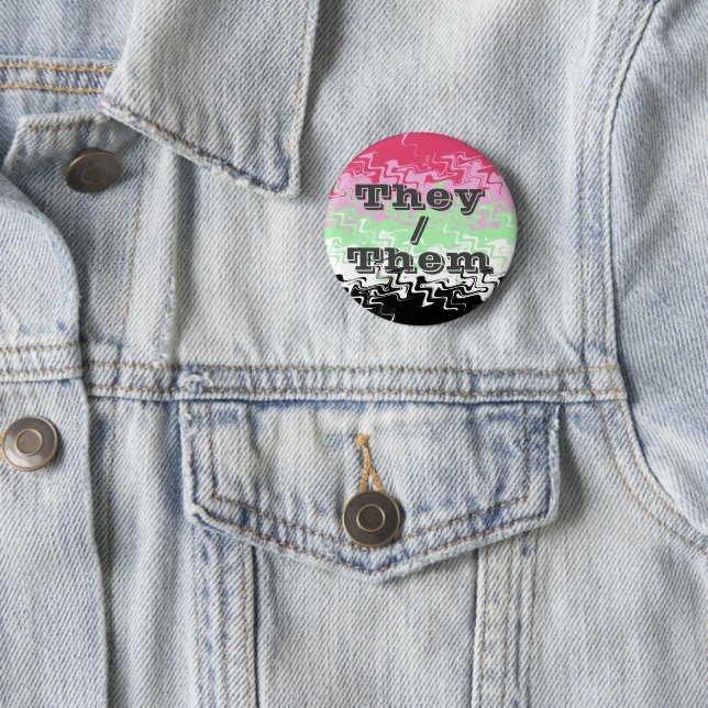 Customisable Pronoun Recipromantic Pride Flag 6 Cm Round Badge (In Situ)