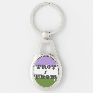 Customisable Pronoun Spiky Genderqueer Pride Flag Key Ring