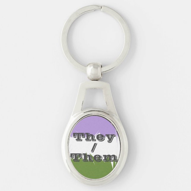 Customisable Pronoun Spiky Genderqueer Pride Flag  Key Ring (Front)