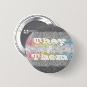 Customisable Pronoun Squiggly Demifluid Pride Flag 6 Cm Round Badge