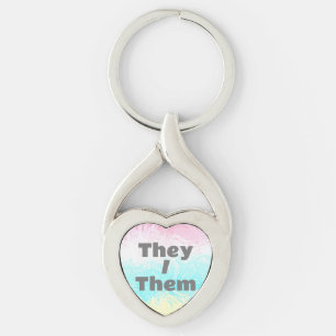 Customisable Pronoun Swirly Genderflux Pride Flag Key Ring