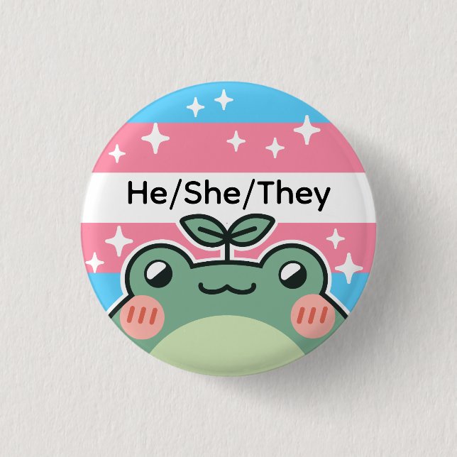 Customisable Pronoun Transgender Flag Frog 3 Cm Round Badge (Front)