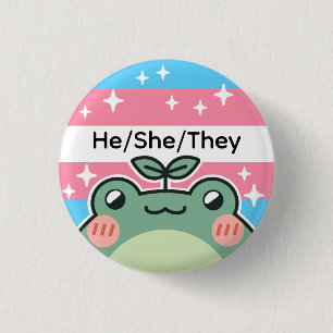 Customisable Pronoun Transgender Flag Frog 3 Cm Round Badge