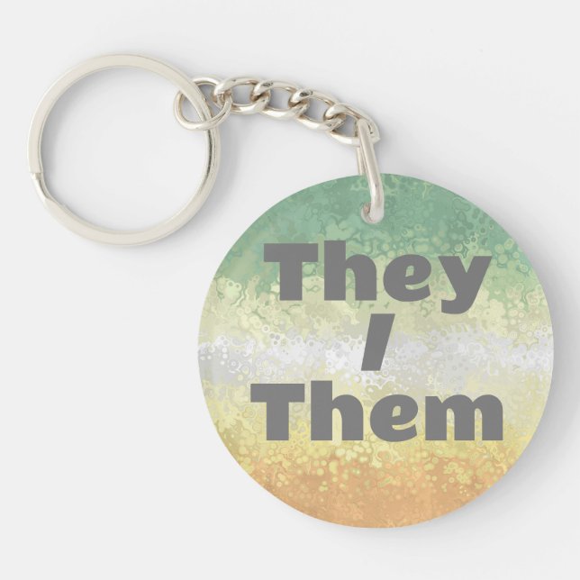 Customisable Pronoun Trippy Genderflor Pride Flag Key Ring (Front)