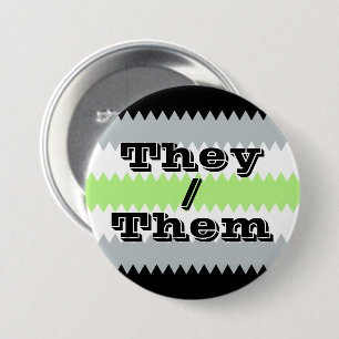 Customisable Pronoun ZigZag Agender Pride Flag 7.5 Cm Round Badge