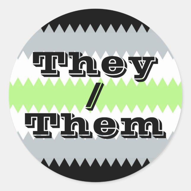 Customisable Pronoun ZigZag Agender Pride Flag  Classic Round Sticker (Front)