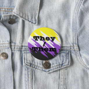 Customisable Pronoun Zigzag Nonbinary Pride Flag 7.5 Cm Round Badge
