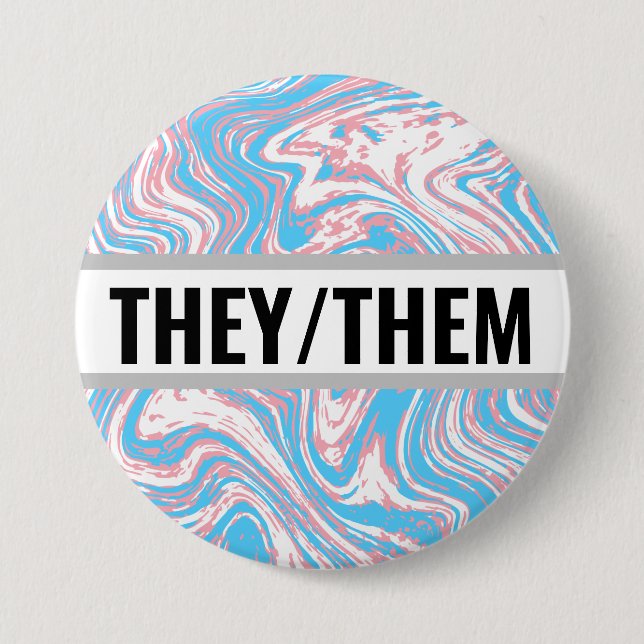 Customisable Pronouns-Marbled Transgender Flag 7.5 Cm Round Badge (Front)