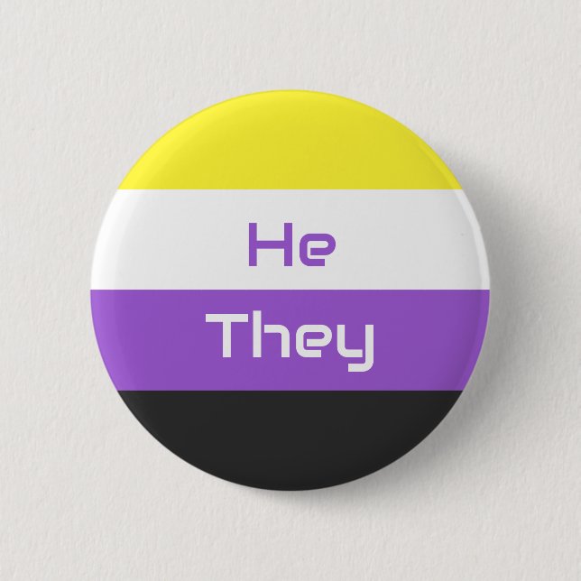 Customisable Pronouns NB Nonbinary Pride Flag 6 Cm Round Badge (Front)