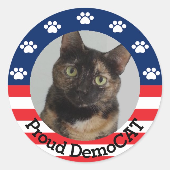 Customisable Proud DemoCAT Classic Round Sticker (Front)