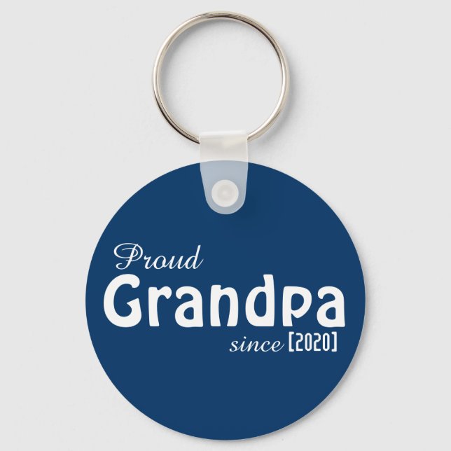 Customisable Proud Grandpa since keychain! Ceramic Key Ring (Front)