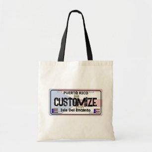 Customisable Puerto Rico license plate tote bag