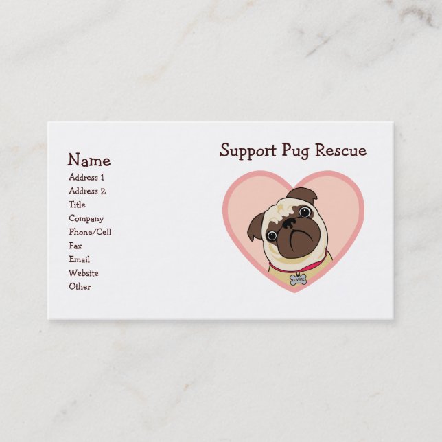 Customisable Pug Business Cards (Front)