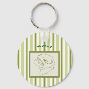 Customisable Pug Line Art Key Ring