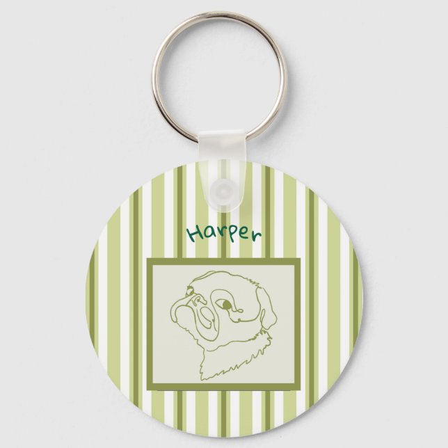 Customisable Pug Line Art Key Ring (Front)