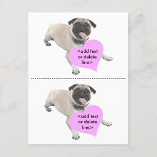 Customisable Pug Valentine Day Holiday Postcard