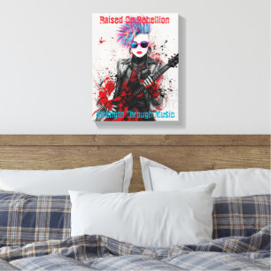 Customisable Punk Girl Guitarist Art Inspirational Canvas Print