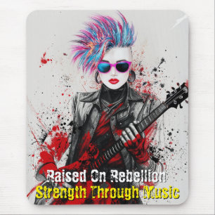 Customisable Punk Girl Guitarist Art Inspirational Mouse Mat