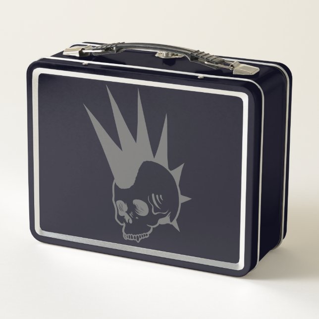 Customisable Punk Jawless Skull Metal Lunch Box (Back)