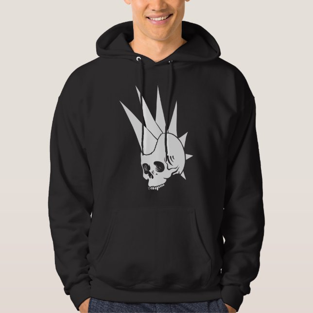 Customisable Punk Jawless Skull Version 2 Hoodie (Front)