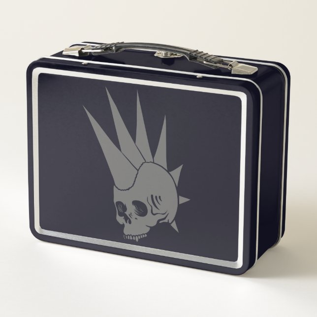 Customisable Punk Jawless Skull Version 2 Metal Lunch Box (Back)