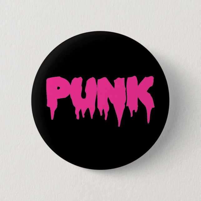 Customisable "Punk" Pink Drip Font Button (Front)