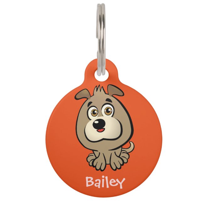Customisable Puppy Cartoon Pet Tag (Front)