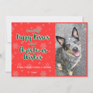 Customisable Puppy Kisses and Christmas Wishes Holiday Card