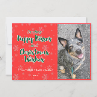 Customisable Puppy Kisses and Christmas Wishes Holiday Card