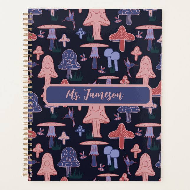 Customisable Purple and Pink Mushrooms Planner (Front)