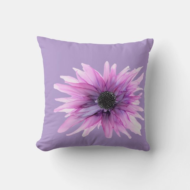 Customisable!!! Purple Aster floral Cushion (Front)