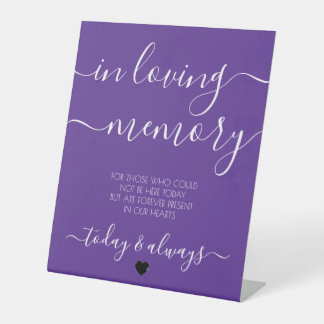 Customisable Purple Calligraphy Memorial Pedestal Sign