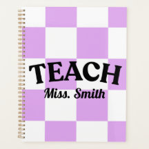 Customisable Purple Chequered Teacher Planner