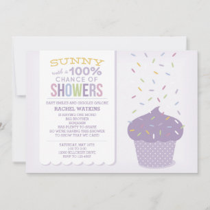 Customisable Purple Cupcake Sprinkle Invitation